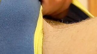 Solo twink gropes himself and wanks off his thick rod
