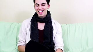 Horny twink Alex Ria stuffs a huge dildo up his tight ass