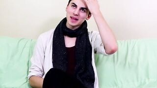 Horny twink Alex Ria stuffs a huge dildo up his tight ass