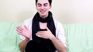 Horny twink Alex Ria stuffs a huge dildo up his tight ass