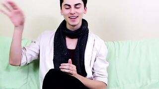Horny twink Alex Ria stuffs a huge dildo up his tight ass