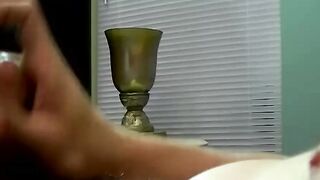 Amateur guy jerking off his juicy cock on the bedroom bed