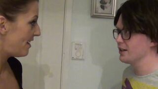 Classy UK MILF Missy Kink blowing fake producers cock
