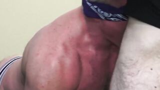 Hairy stud drills his man raw after receiving wet blowjob