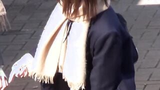 Japanese babe and her friend piss together out in public