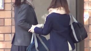 Japanese babe and her friend piss together out in public
