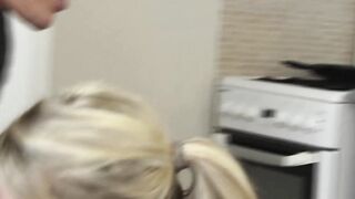 Beautiful teen throated and fed with warm cum