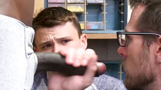 Security bear pounds tight white twinks booty hole very deep