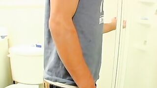 Pretty twink takes a shower with his undies and jerks off