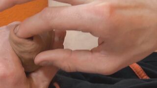 Twink decides to jerk off on cam and play with his foreskin
