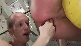 Two skinny dudes have nasty fun in the creepy sex dungeon