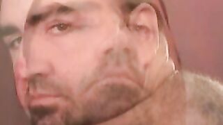 Old hairy dude jacks off hairy dick and unloads jizz solo