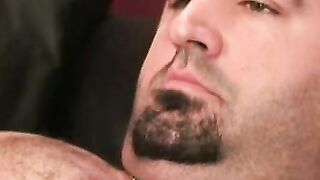 Old hairy dude jacks off hairy dick and unloads jizz solo
