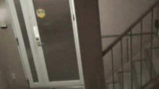 Naughty Japanese schoolgirl pissing in a public building