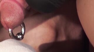 Asian cutie toys his tight ass and tugs his pierced cock