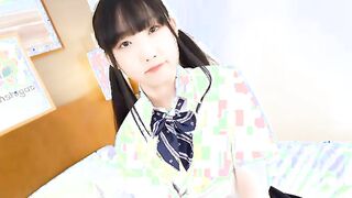 Rin Nanba comes back in a cute uniform to show off her sweet bushy vagina