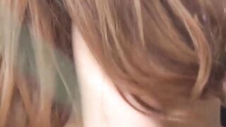 Japanese chick plays with her pussy while watching hot porn
