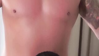 Raw dick riding with white hunk and an Asian gay twink