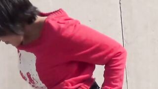 Japanese women secretly taped while pissing hard