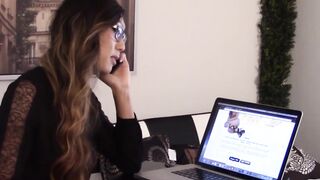 Adorable Asian shemale solo masturbates in her office