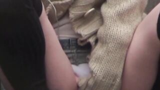 Japanese babe secretly taped pussy playing in underwear