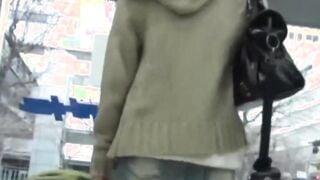 Japanese babe secretly taped pussy playing in underwear