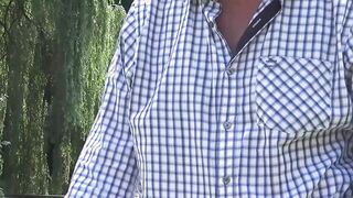 Beauty rides seniors cock on a pretty summer day