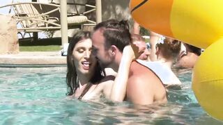 Blonde tgirl Aubrey Kate outdoor hard fucked in naughty orgy