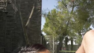 Blonde tgirl Aubrey Kate outdoor hard fucked in naughty orgy