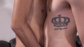 Blond latino cum sprayed after riding bareback hardcore