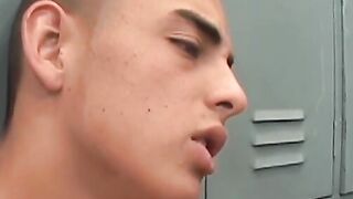 Latino gay is raw fucking boyfriend anal in the locker room