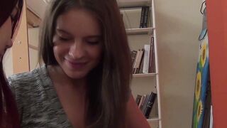 Barely legal teens seducing each other before fucking