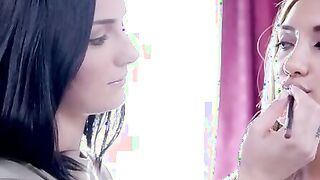 Amanda Aims and Chloe Amour are eager to help each other apply their makeup, but