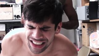 Young perp punished and raw fucked by big cocked black guard