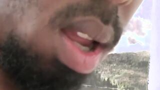Cute black guy plays with his big black cock and fleshlight