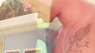 Eager Nic Sahara rides Vincent OReilly bigdick outdoors