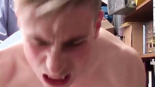 Twinky perpetrator cums while barebacked by BBC security