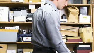 Thieving twink facialized after disciplinary bareback