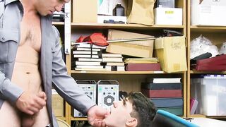 Thieving twink facialized after disciplinary bareback