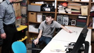 Thieving twink facialized after disciplinary bareback