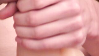 Young man tugging his big cock and toying his sweet ass