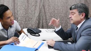 Twink accountant working on the cock of his boss