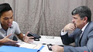 Twink accountant working on the cock of his boss