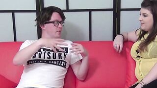 Chubby UK babe sucks fake producers cock to become a star