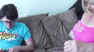 Busty granny bouncing on cock to become a pornstar