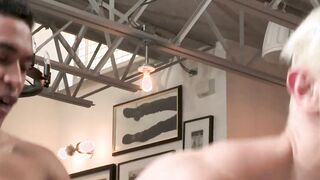 Cute blond gay anally fucked by his athletic black coworker