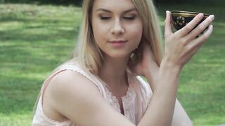 Sexy blonde Alecia Fox and Raul Costa fucking well outdoors