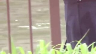 Unaware Japanese schoolgirls show panties to voyeur