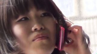 Unaware Japanese schoolgirls show panties to voyeur