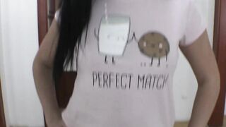 Good looking teen receives snatch drilling and toying